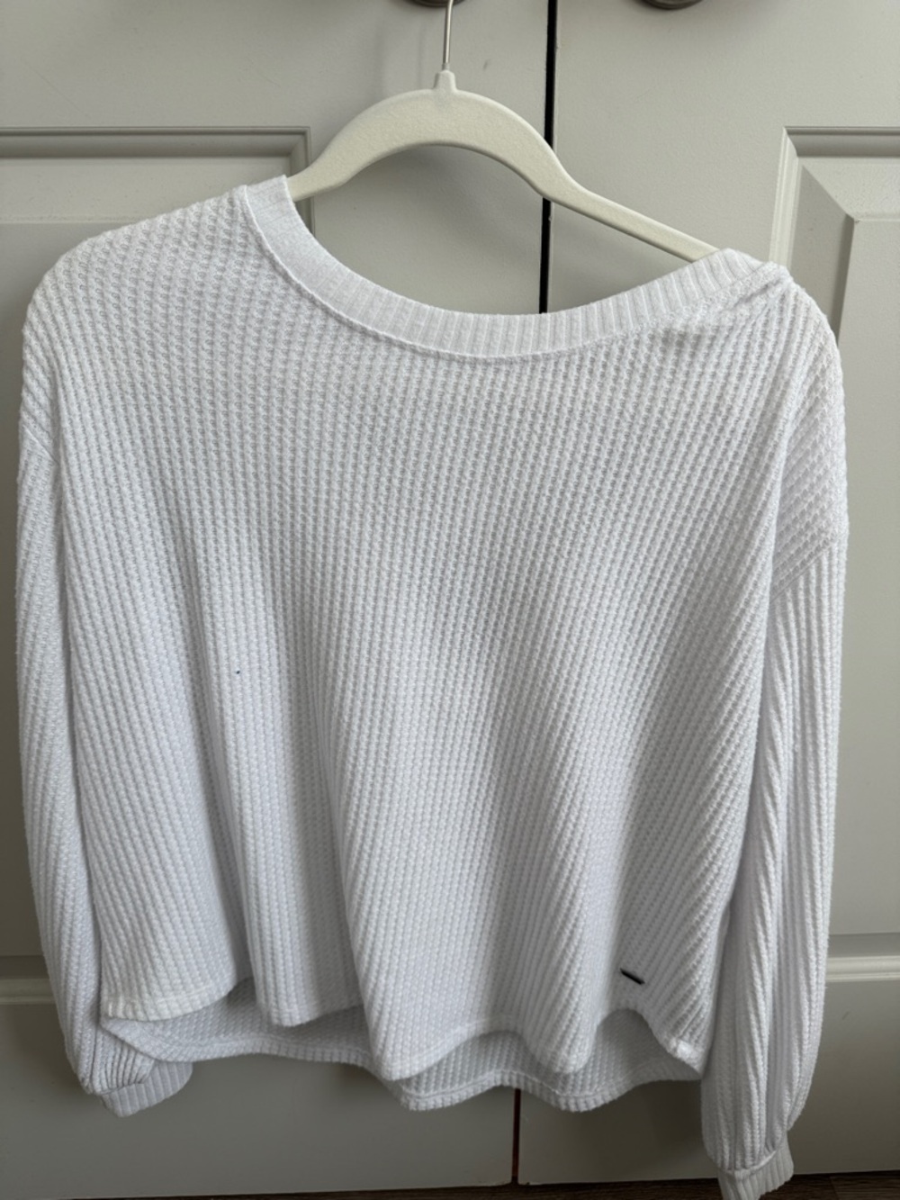 Hollister White Waffle-Knit Long Sleeve Top